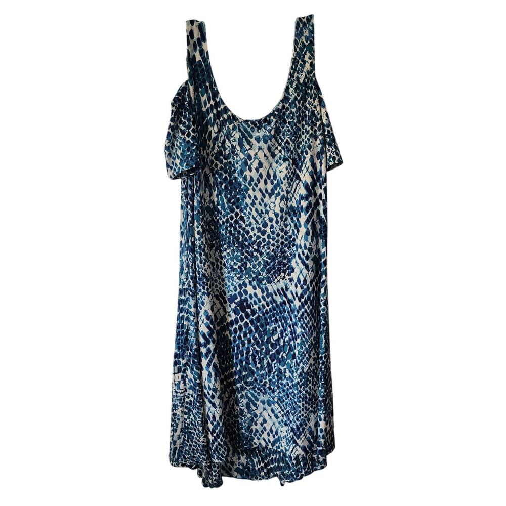 MYNT Cold Shoulder Blue White Green Knee Length Dress Size X 12